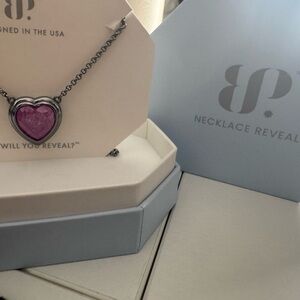 Heart Pendant Necklace with Pink Stone